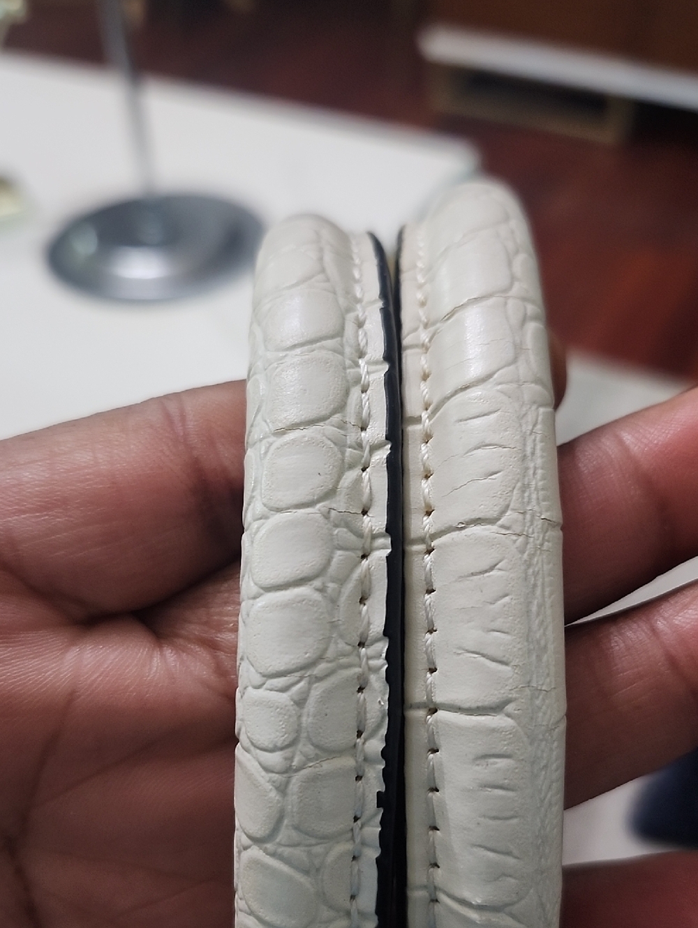 GUESS White Croc-Embossed Dome Satchel - Picture 16 of 16
